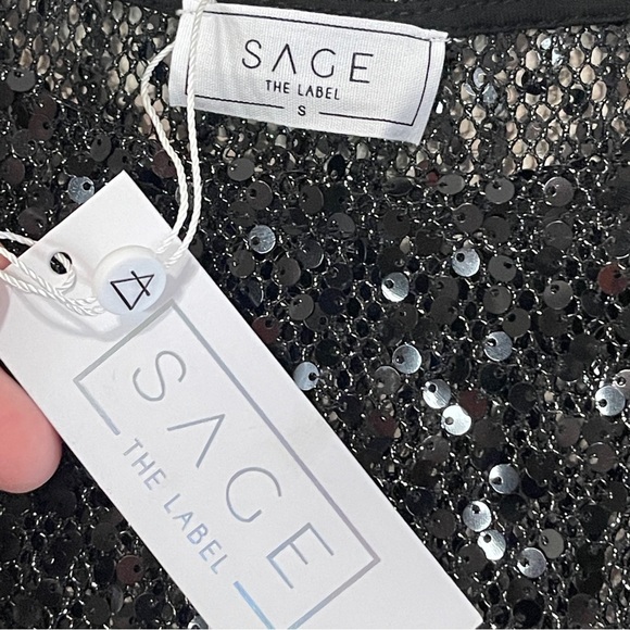 NWT SAGE THE LABEL Anthropologie Black Sequin Mini Dress, Small - Picture 8 of 10